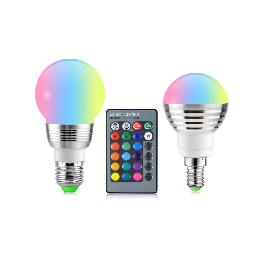 Светодиодная лампа E27 E14 16 цветов с регулируемой яркостью RGB светильник для