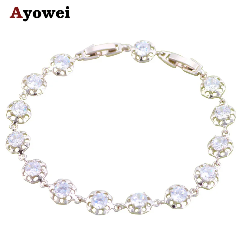 Shining Charm Bracelets for women Lowest Price White Zirconia Inlay Wholesale &amp Retail Silver filled Fashion jewelry TB658A | Украшения