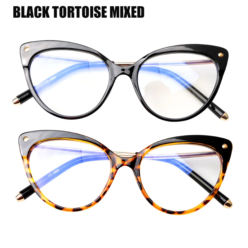 Black Tortoise Mix SOOLALA TR90 кошачий глаз очки для чтения с анти-голубым светом женские полуоправы пресбиопические очки для чтения защита компьютера - Цвет оправы: Black Tortoise Mix