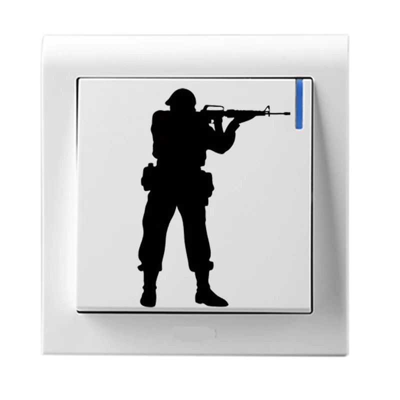 Стрельба армейская Мода переключатель света Наклейка дверь настенный стикер