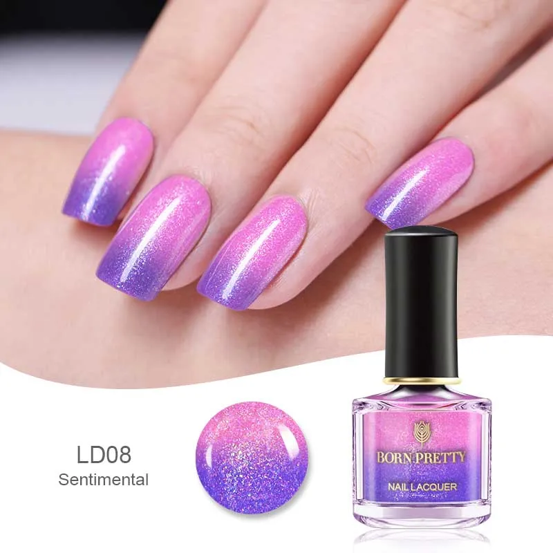 BP-LD08 BORN PRETTY 6 мл термальный лак для ногтей сверкающий температурный Цвет Изменение цвета красочное голографическое искусство ногтей лак дизайн - Цвет: BP-LD08