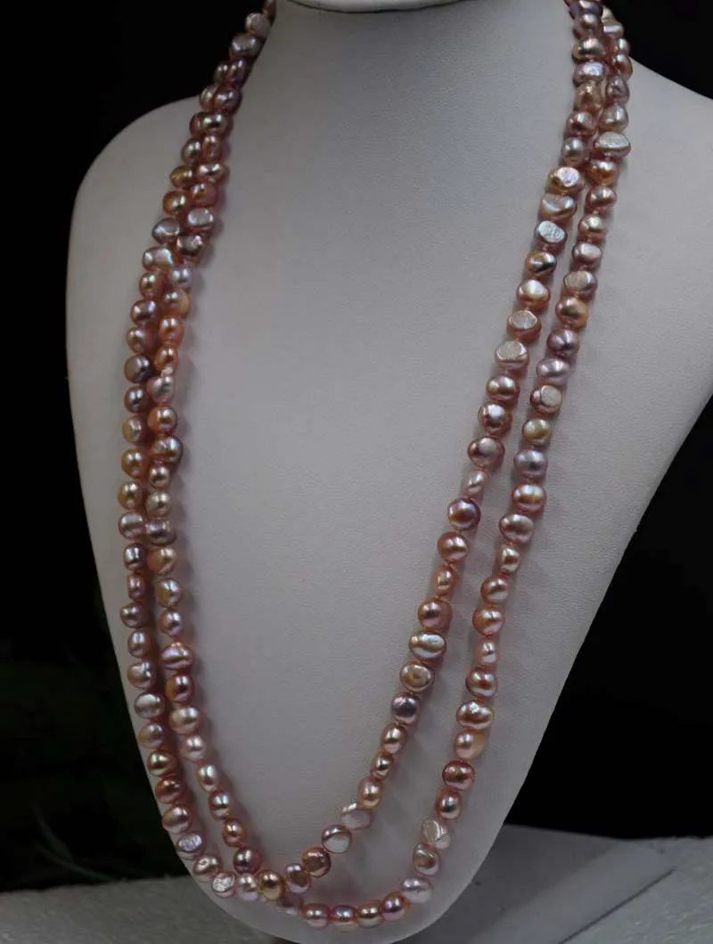 Ожерелье из натурального пресноводного жемчуга 7 8 мм 120 см (47 дюймов)|pearl necklace|cultured