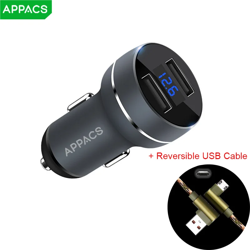 APPACS двойной Переходник USB для зарядки в машине универсальный Смарт 5V 3.4A Быстрая
