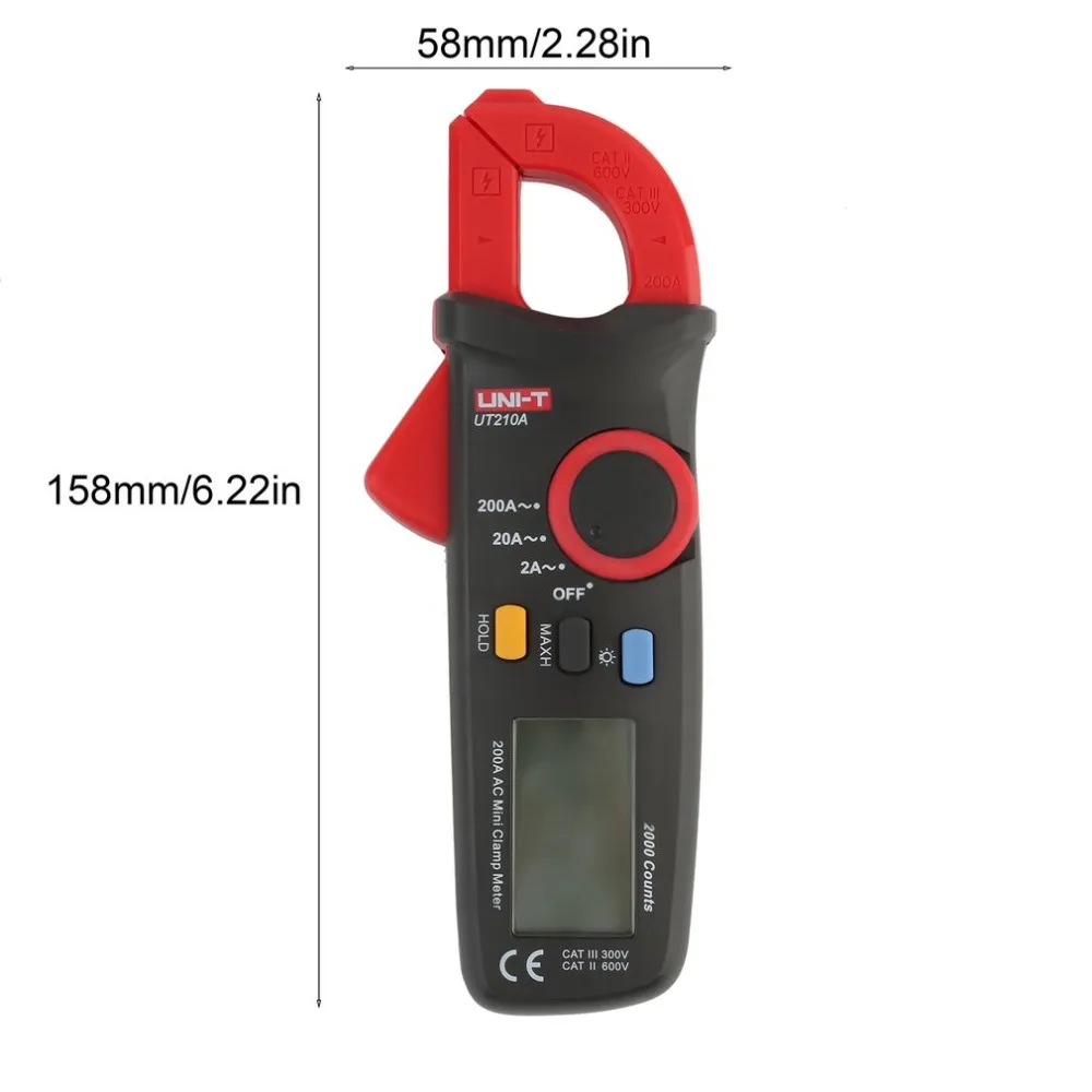 UNI T 210A Мини цифровой ClampMeters переменного тока Напряжение True RMS Авто Диапазон метр VFC