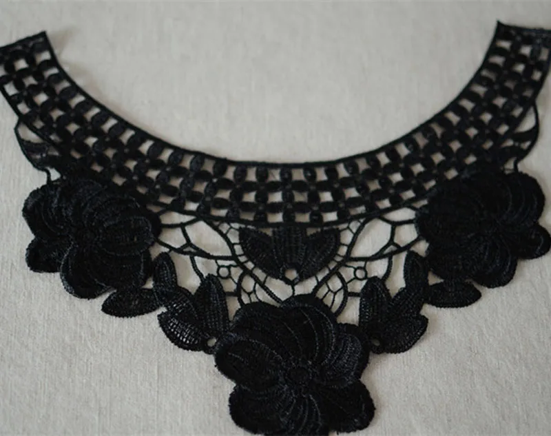 

5Pcs 29X16.5cm Black Beautiful Design Water Soluble Clothes Garments Fake Sewing Neckline DIY Fabric Aplplique Lace Collar HH112