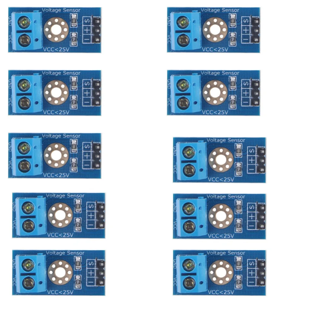 10 шт. модуль датчика обнаружения напряжения для Arduino DC0 25V с кодом RCmall