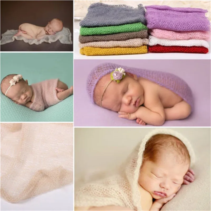 

Newborn Baby Sleeping Bag Girl Boy Blanket Stretch Textured Knit Rayon Wrap Cocoon Swaddle Wraps Photography Props Photo Shoot