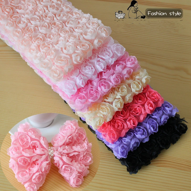 1 ярд/лот гипюр имитация цветов шифоновое кружево многоцветное Двухслойное