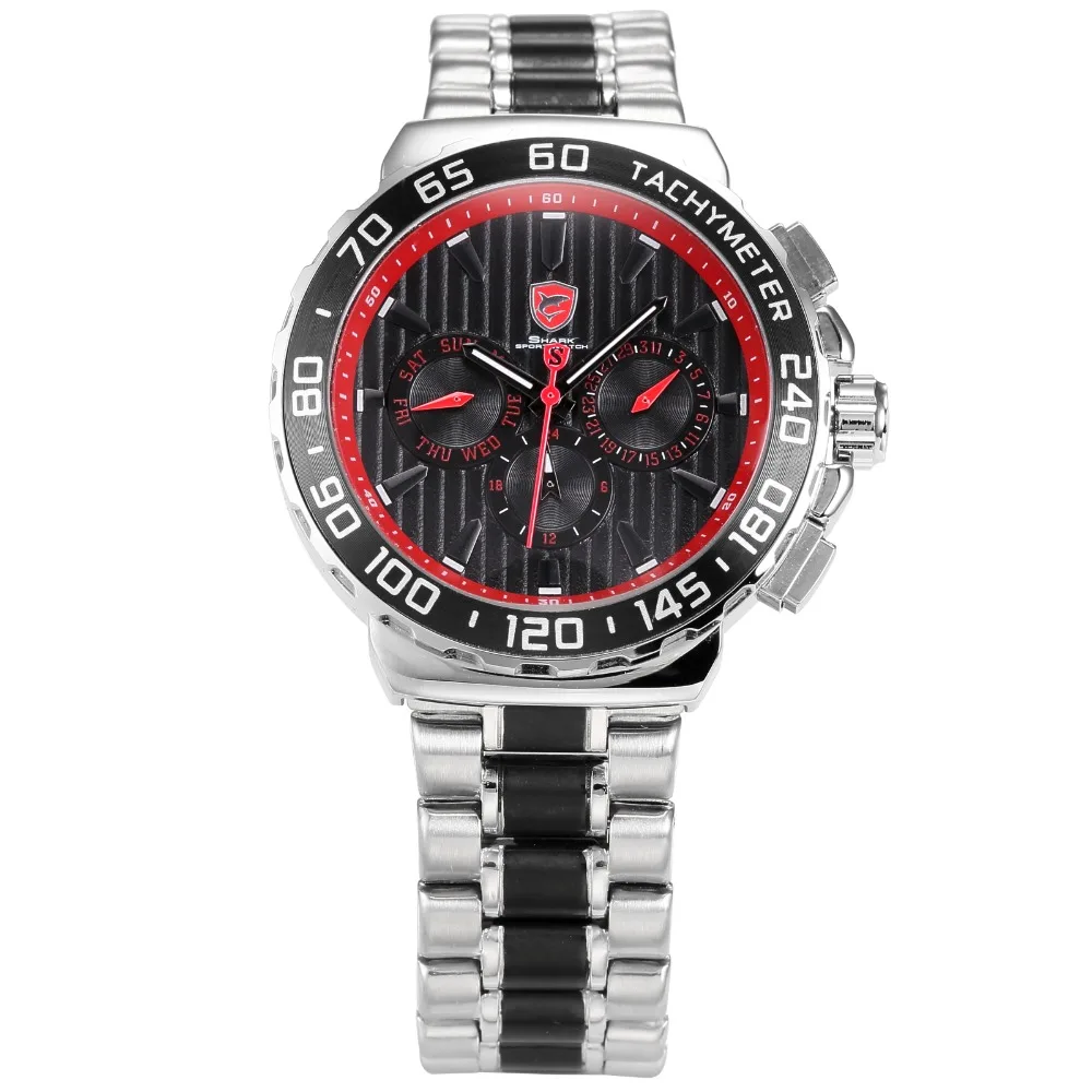 Акула Спортивные Часы Класса Люкс Relojes Нержавеющей Стали Диапазона