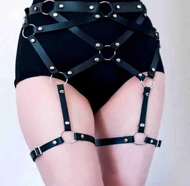 Black PG0144 Кожаный пояс с подвязками, Бандажное белье, Одежда для танцев, клубов, вечеринок, нижнее белье, женские черные готические чулки, подтяжки, нижнее белье - Цвет: Black PG0144