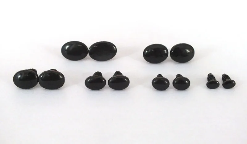 Черные овальные глаза безопасности/Noses 4x 6/6x 8/10x 7/12x 9/13x1 0/15x10 5 мм amigurumi/Пластиковые
