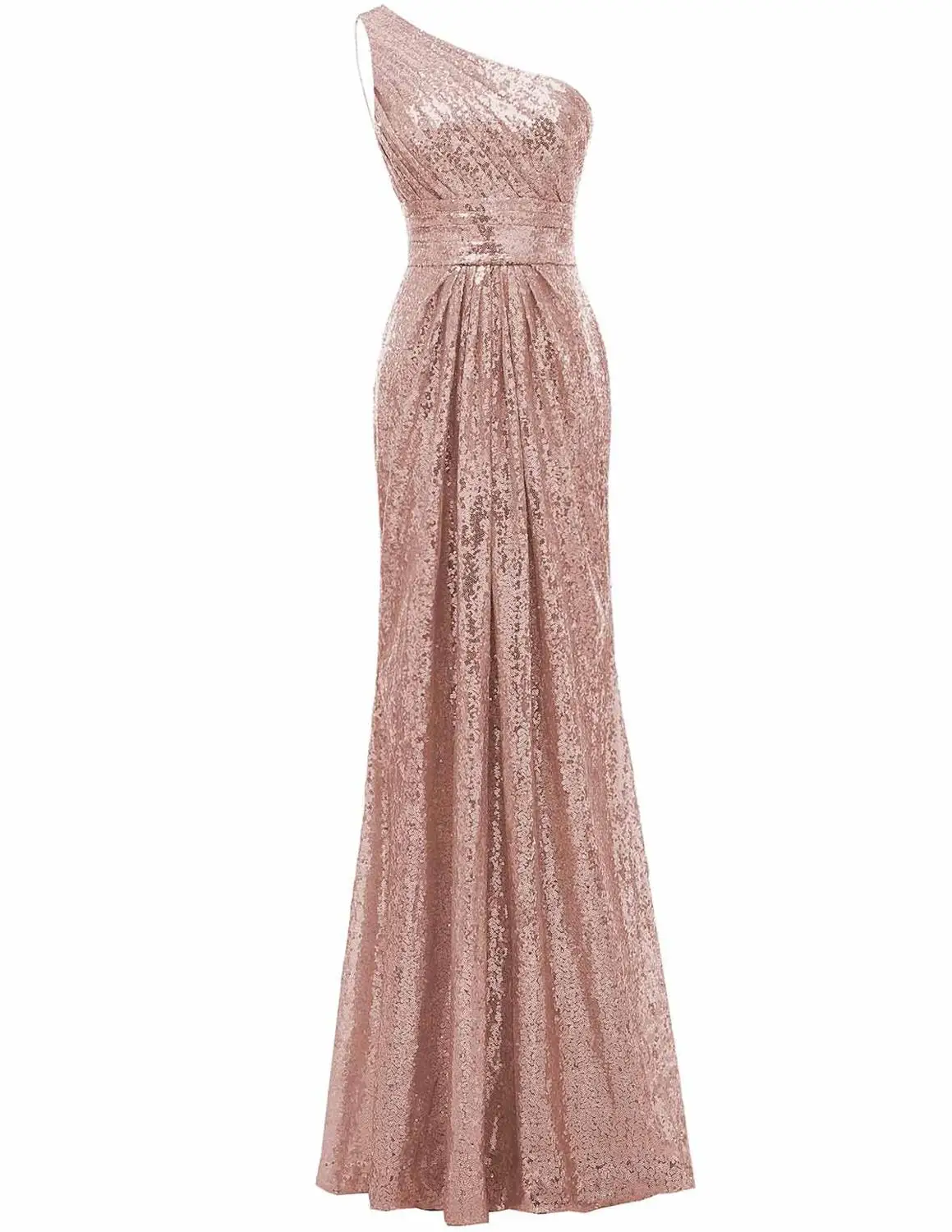 Solovedress/платье подружки невесты с рукавами-крылышками цвета шампанского и Русалочки, расшитое блестками, на одно плечо, настоящая официальная одежда, vestido de honra, SL-B00601 - Цвет: Rose Gold