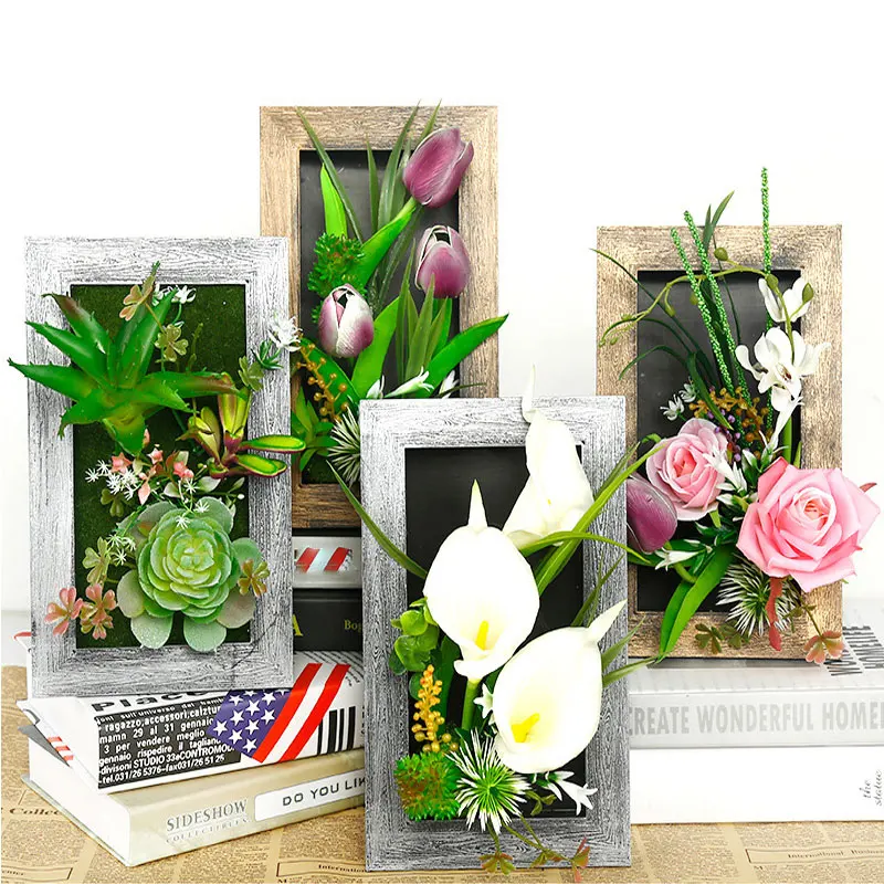 3D Искусственные цветы поддельные растения стены подвесная фоторамка