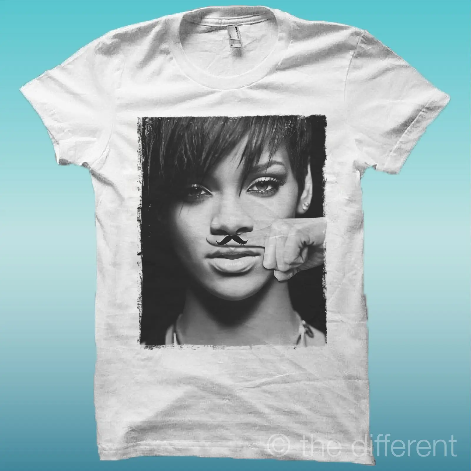 Футболка &quotRIHANNA FINGER Усы&quot идея подарок дорога к счастье | Мужская одежда