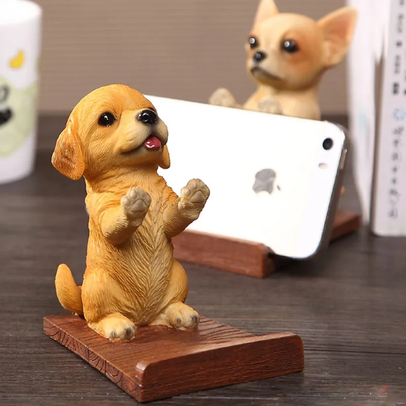 cell phone holder wood grain resin 3d animal cute pet smartphone dog desk stand bracket for iphone 7 8 x xs xiaomi samsung s8 free global shipping