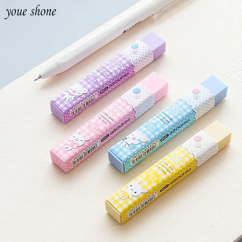 

1PCS Love Cards Wow Cartoon Flower Eraser Cloth Velvet Dolls Long Lovely Colorful Cartoon Stationery Prizes Student