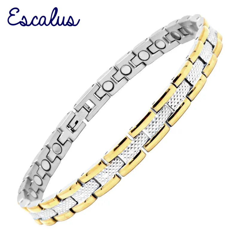 Escalus Ladies Silver Gold 24pcs Magnets Jewelry Fast Delivery Wristband Magnetic Stainless Steel Bio Bangle Charm | Украшения и