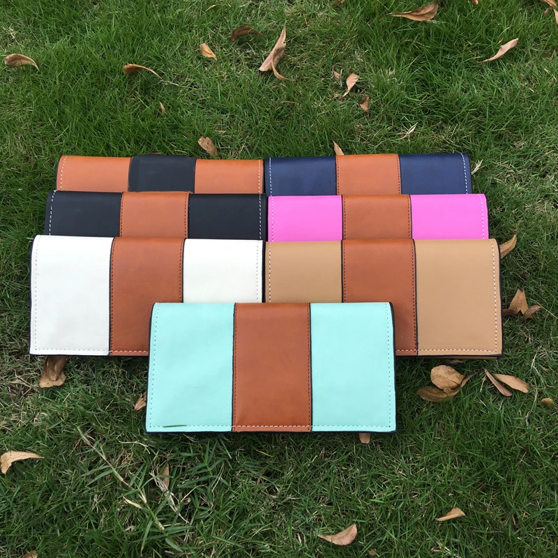5 шт. ПУ верблюжий и черный контрастный кошелек Веганский кожаный бумажник