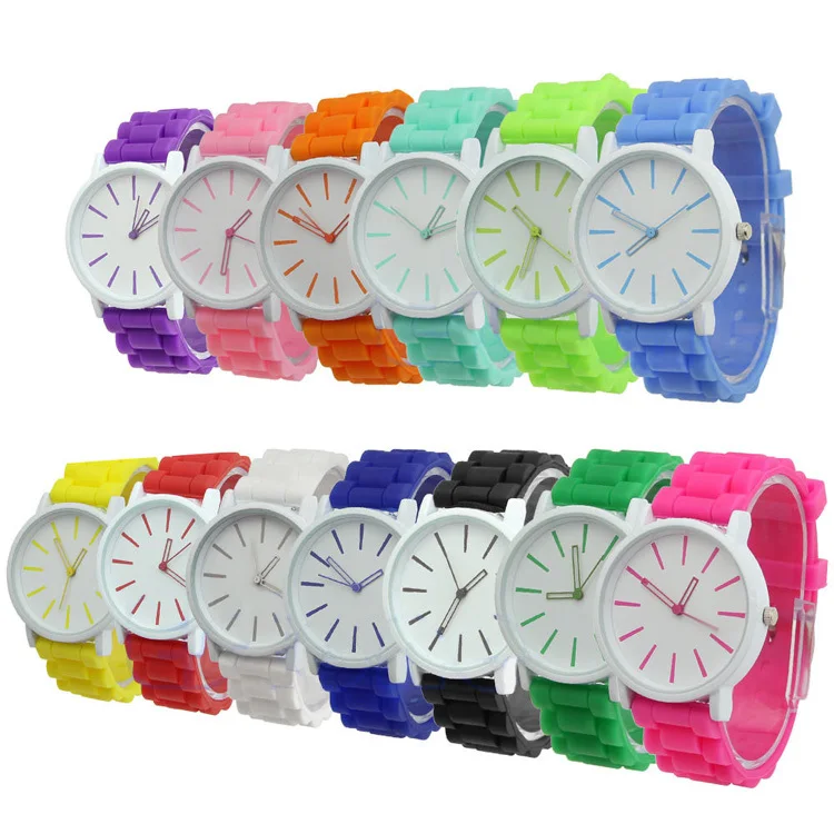 8 Colors Geneva Watches Silicone Strap Wristwatch for Men Women Fashion Jelly Crastal Quartz Analog Sports Round Wrist Watch