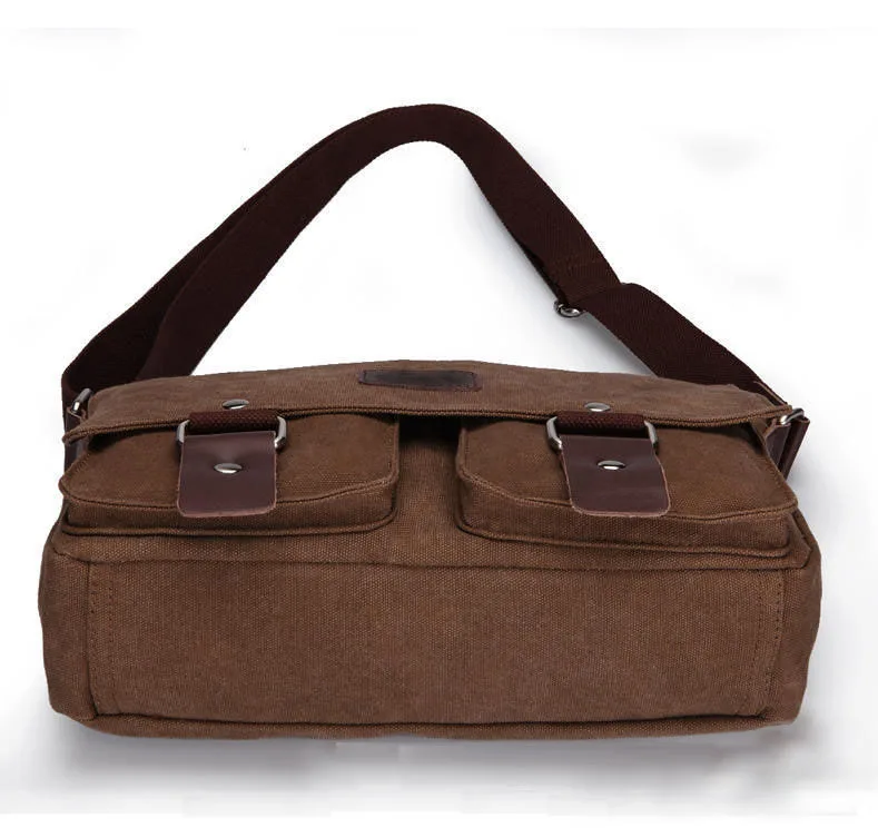 Холщовая наплечная сумка большой емкости школьная для ноутбука через плечо