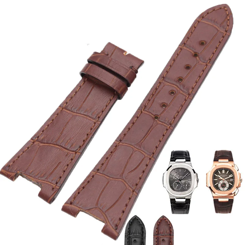 High Quality New Genuine Leather Watch Band Strap 25*18mm Brown Black Watchbands Belt For PP Accessories | Наручные часы