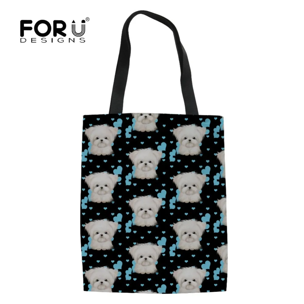 FORUDESIGNS Maltese Kawaii Recycel сумки для покупок большой емкости Женские экологически