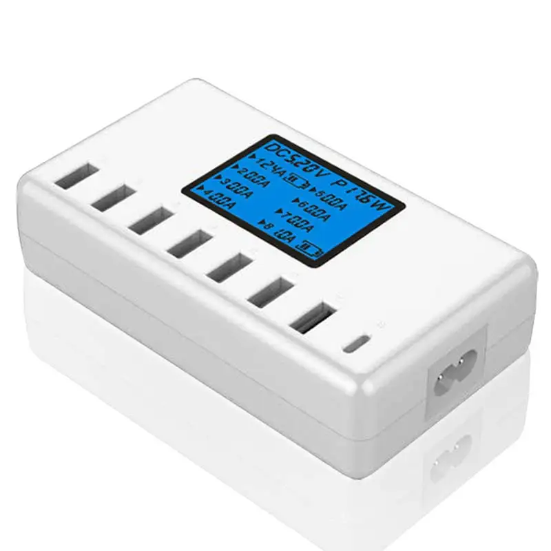 Несколько USB Зарядное устройство Тип C 60 W/12A 8-Порты и разъёмы для рабочего стола, Зарядное устройство зарядная станция мульти Порты и разъёмы для путешествий для быстрого настенного Зарядное устройство концентратор ЖК-дисплей