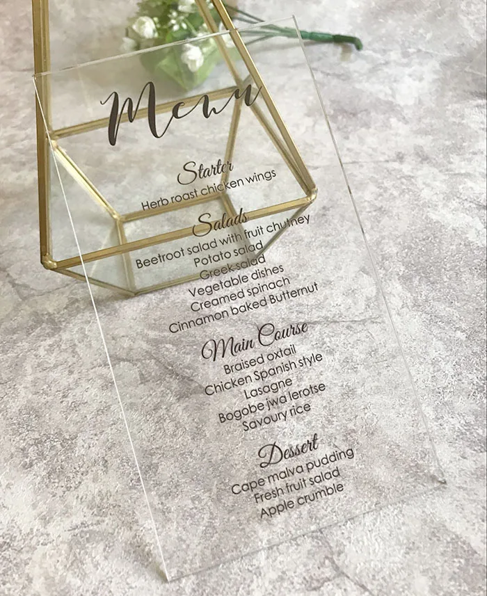 Индивидуальная акриловая Свадебная карта меню ME04|personalised cards|card cardpersonalised wedding cards |