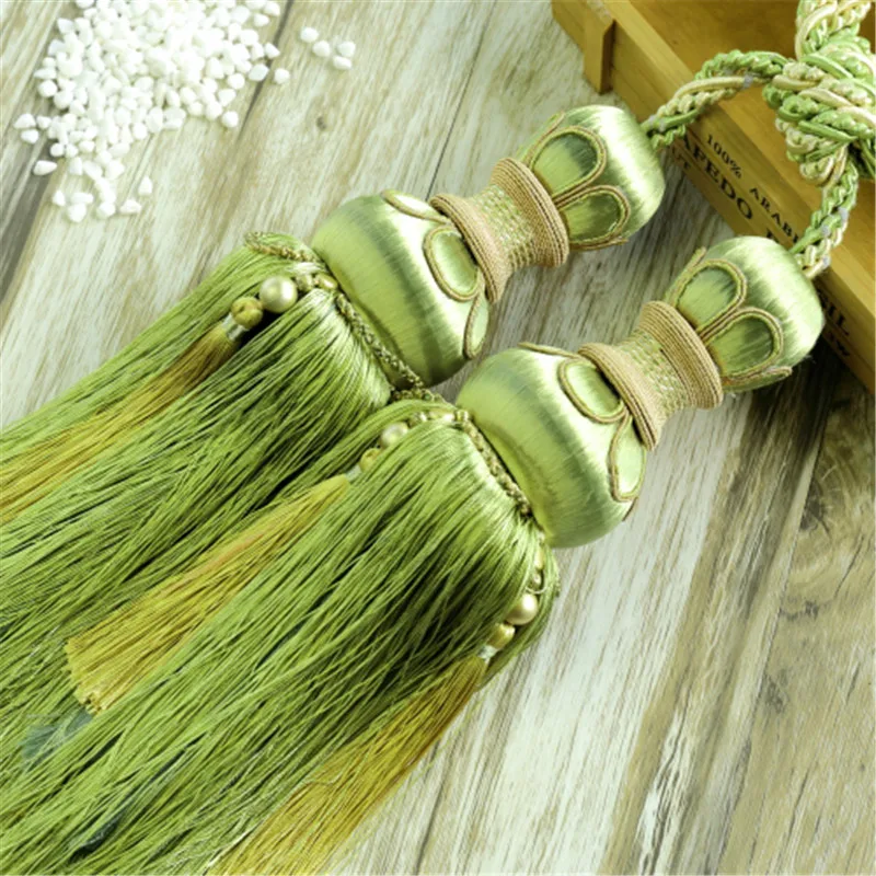 

XWL 1Pair Double Balls Curtain Hanging Belt Window Decor Curtain Accessories Strap Tassel Fringe Tiebacks Buckle Lashing Bandage