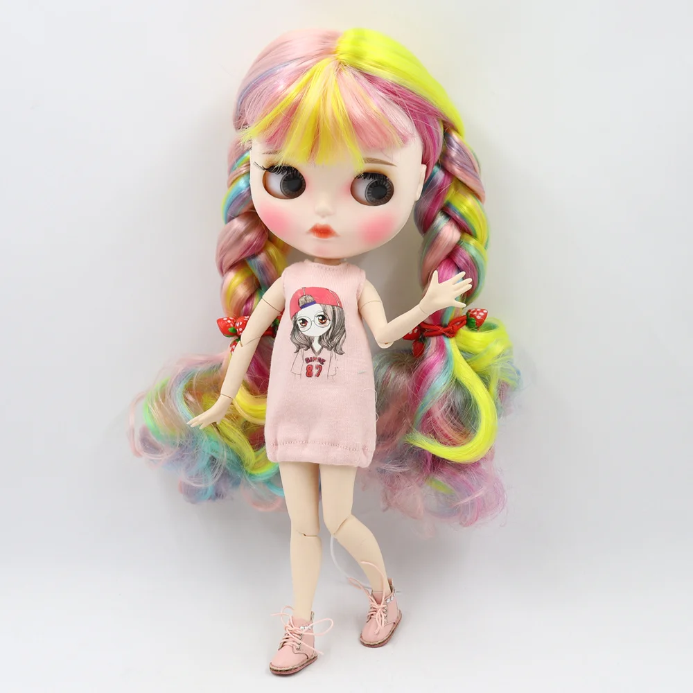 Кукла Blyth Обнаженная белая кожа цвет смешанный цвет длинные кудрявые волосы 1/6 соединение тела Новое матовое лицо с бровями блеск для губ ледяной DIY игрушка