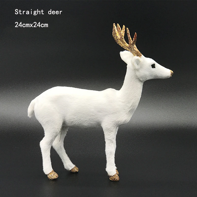 straight deer 24cm Amawill 1 шт. плюшевая имитация на Рождество Белый олень стоящий Рождественский Белый олень куклы новогодние вечерние украшения украшение подарок 8D - Цвет: straight deer 24cm