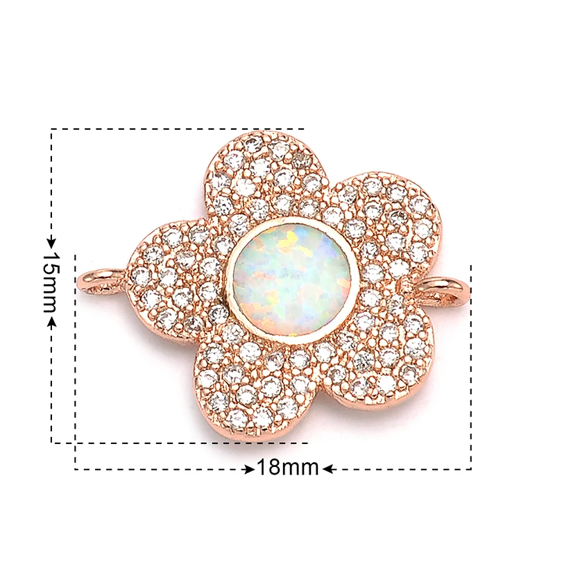 Pipitree Модная медная подвеска из фианита с белым огненным опалом и цветком