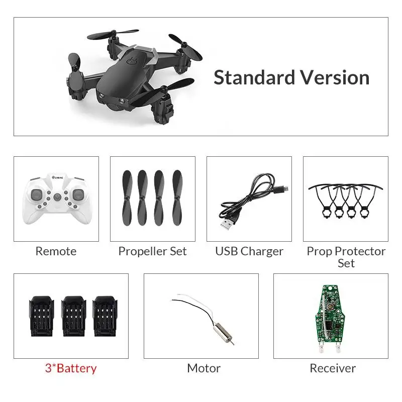 E61 E61HW Мини WiFi FPV без/с HD камерой высота режим удержания складной Радиоуправляемый Дрон Квадрокоптер RTF - Цвет: blackstandard3batter