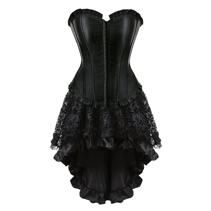 

Sapubonva Sexy Corset Dress Victorian Evening Shapers Vintage Gothic Women Corset Bustier Skirt Plus Size Lace Black korsett