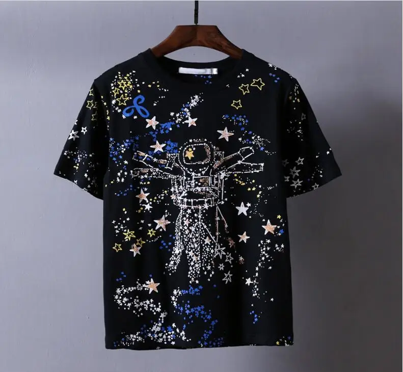 

High Novelty 19 Unisex Star universe space T Shirts T-Shirt Hip Hop Skateboard Street Parkour Cotton T-Shirts Tee Top kenye #a60
