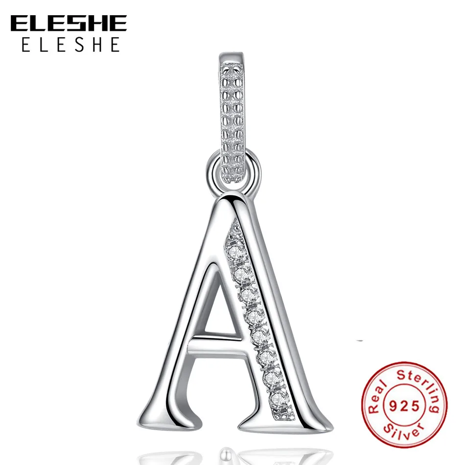 ELESHE, кубический цирконий, алфавит, буква А, подвеска, подходит для ожерелья и подвески для женщин, девушек, модное ювелирное изделие, подарки без цепочки