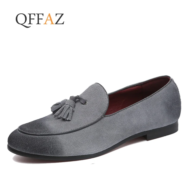 

QFFAZ Big Size 38-46 Italian Style Tassel Suede Gentleman Shoes 2019 Fashion Designer Casual Pointed Toe Leather Shoes Retro