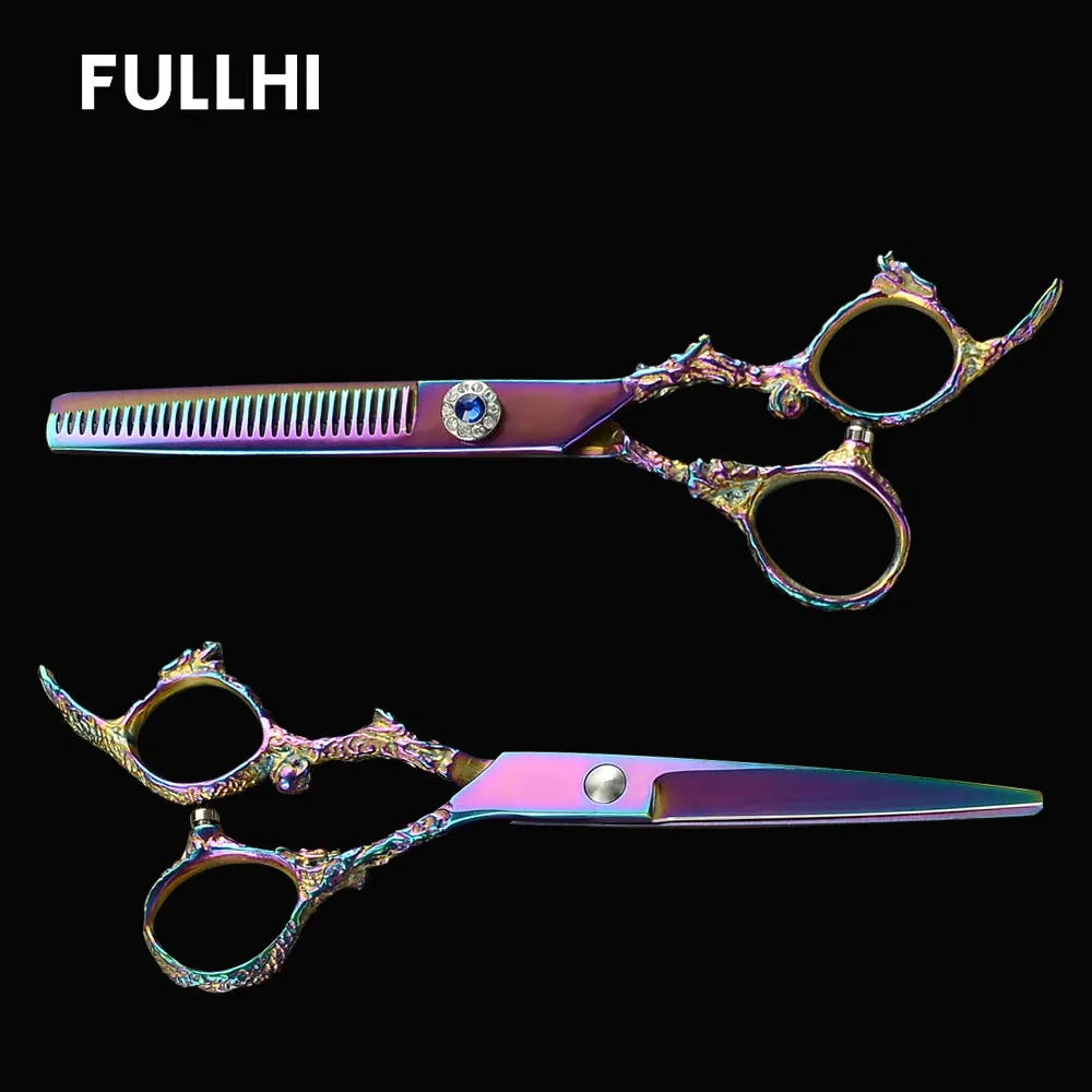 Парикмахерские ножницы для стрижки филировки волос ручка скульптуры дракона