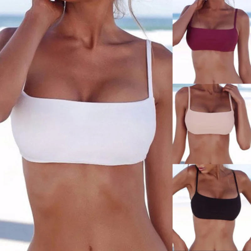 

Unpadded Bikini Tops Women Bandeau Bikini Separates Girls Beachwear Only Top Female Sunthing Bthing Wear 2020 Dropshipping