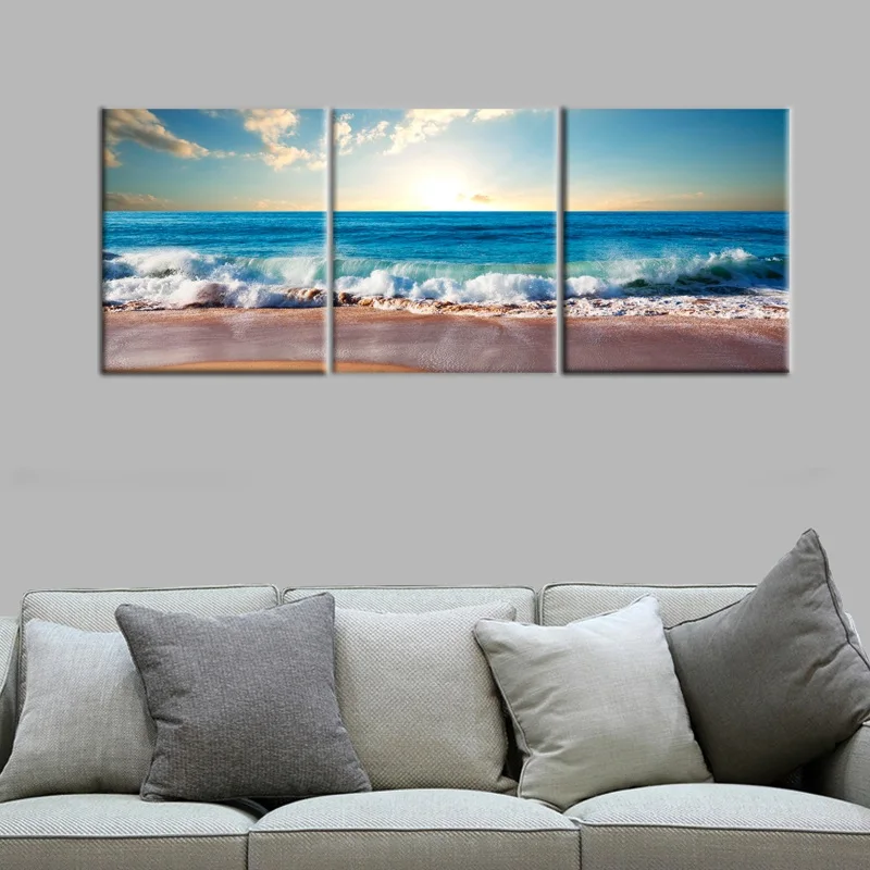 3 шт. декоративные картины на холсте песчаный пляж|picture for living room|wall picturescanvas painting |