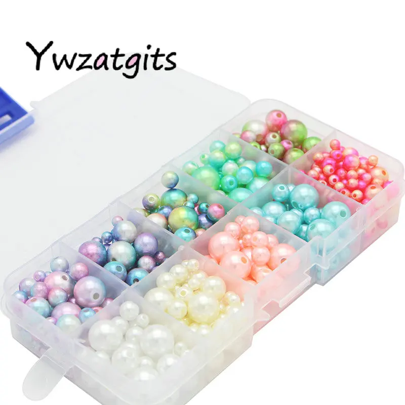 ywzatgits 540pcs/lot 4/6/8/10mm Colorful Imitation Pearl Beads With Holes Loose for DIY Handmade Accessories 005008080 | Дом и сад