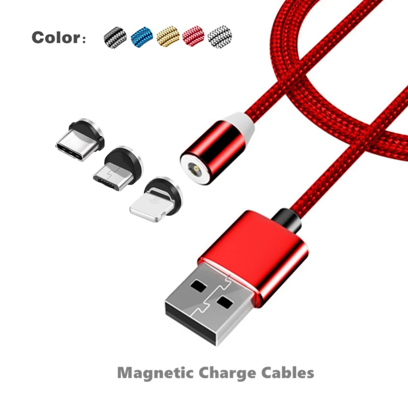 Красный СВЕТОДИОДНЫЙ Магнитный зарядный кабель для iPhone 6 6s 7 8 Plus XS XR X 3 в 1 Micro USB Type C