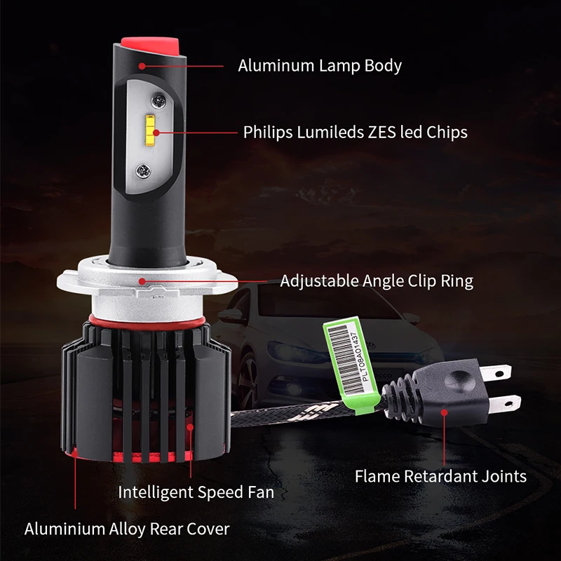 Светодиодный мини-Фары H4 H7 H11 H1 H3 9005 9006 ZES Hi-Lo Beam DC12V 24V 50W 8000Lm 6500K чистый белый