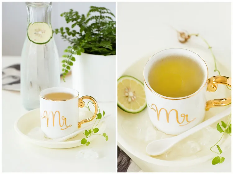 Роскошные золотые Mr and Mrs алмазная фарфоровая кофейная кружка чай молоко керамические чашки и кружки свадебный подарок