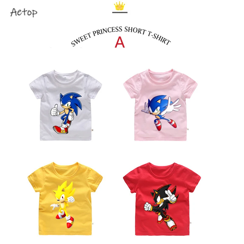 Модная футболка с рисунком Соника для маленьких мальчиков и девочек детские
