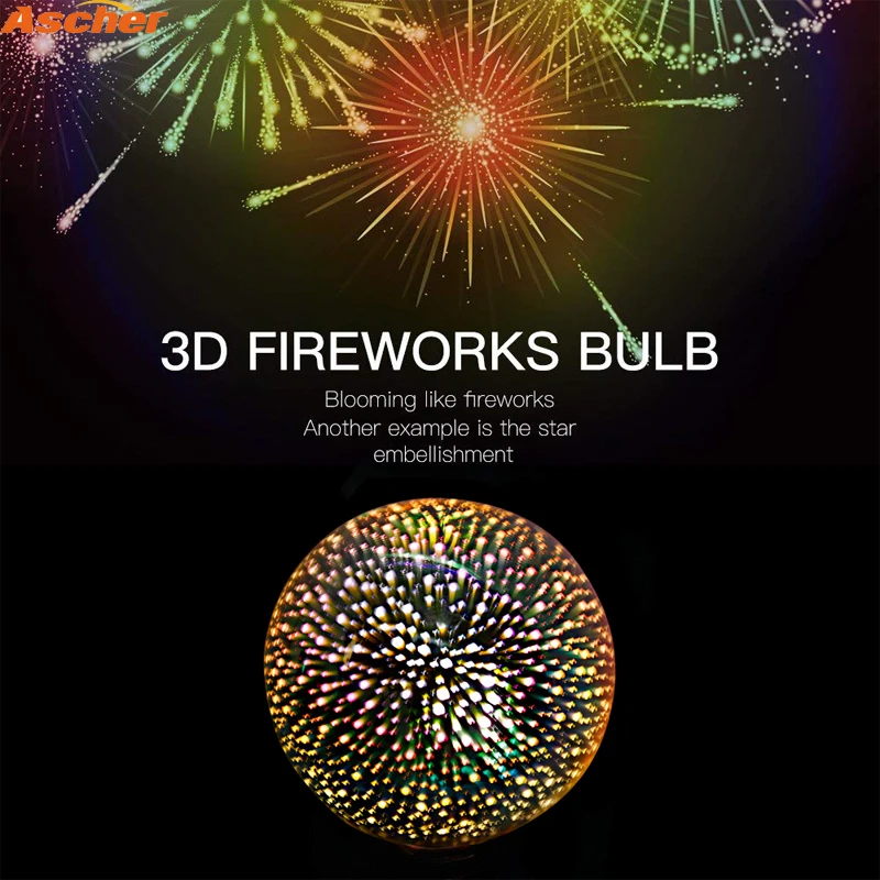 E27 LED Fireworks Effect Night Light G125 G95 G80 ST64 A60 3D Star Decorative Edison Bulb Lamp Party Holiday Christmas Ligh | Освещение