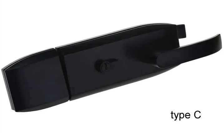 Type C Высокий секционный офисный черный одиночный/двойной стеклянный дверной замок с ручками, стеклянный Перегородочный дверной замок, для стекла толщиной 10-12 мм - Цвет: Type C
