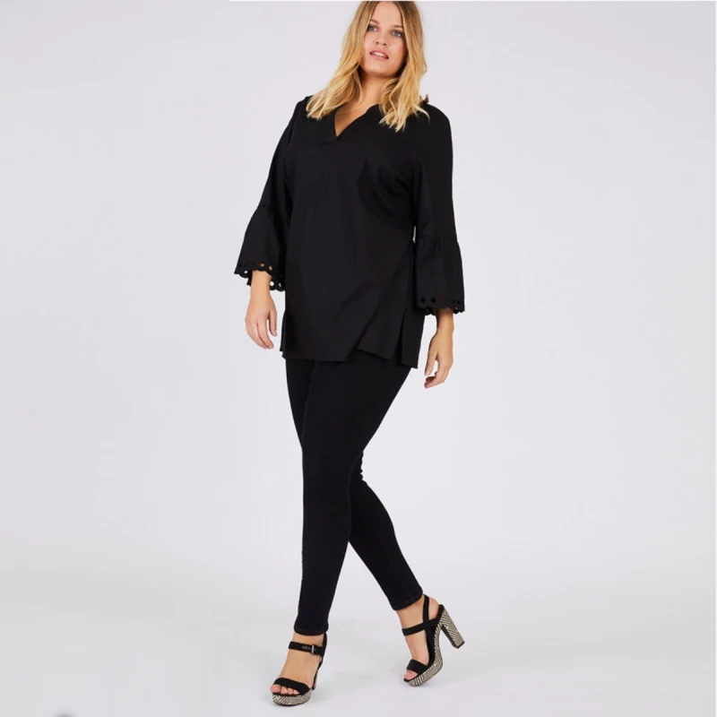 Женская блузка больших размеров 7xl 6xl 5xl 2019 Весенняя Офисная с расклешенными