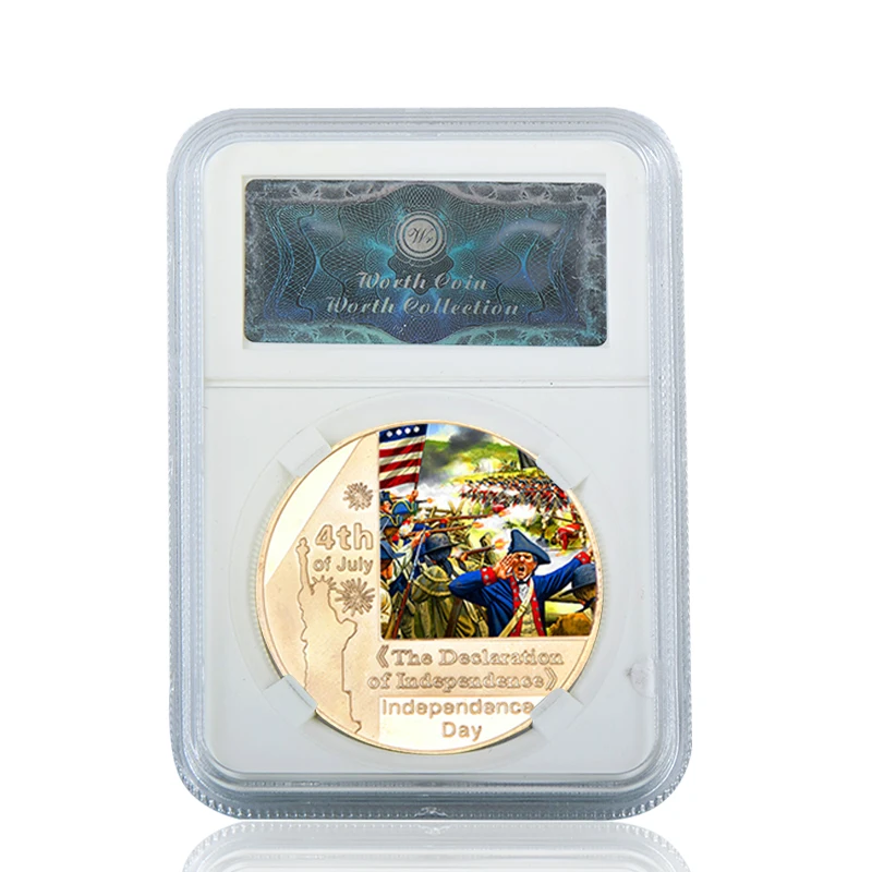 coin5 with case WR США 4 июля Золотой коллекционный набор монет с коробкой военный День Независимости сувенир монета медаль подарок пункт дропшиппинг - Цвет: coin5 with case
