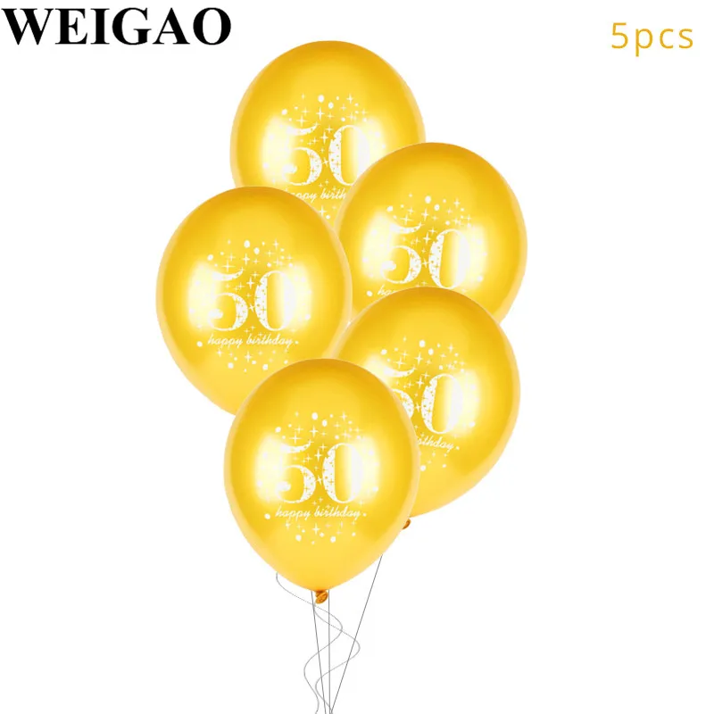 WEIGAO 30/40/50/60th латексные шары для взрослых Декор ко дню рождения конфетти воздушные шары Юбилей День рождения украшения 30 лет воздушные шары - Цвет: 50 gold